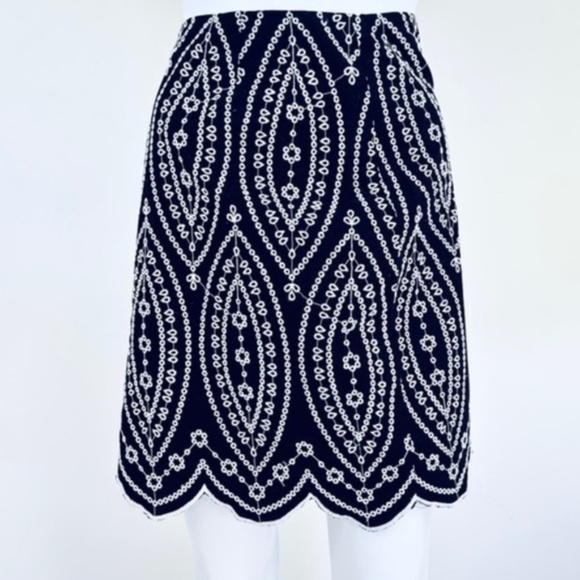 Loft Black Embroidered Scalloped Hem Skirt Whimsigoth Renaissance Gothic Cotton - Picture 5 of 5